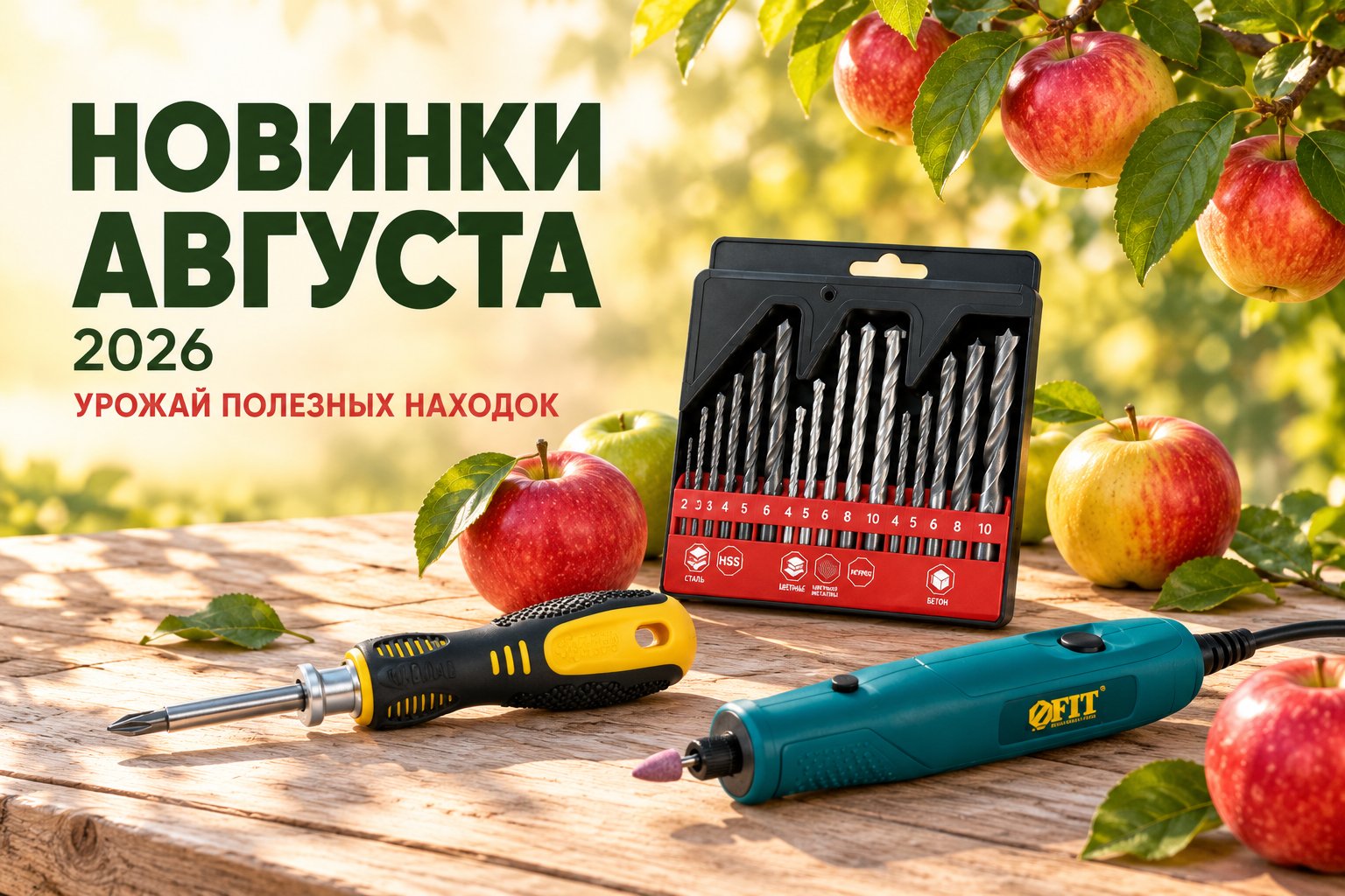 Новинки FIT август 2026 Новинки FIT август 2026: набор сверл, отвертка и гравировальная машина